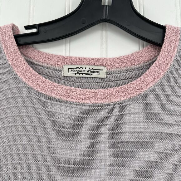 Margaret Winters Sweater Womens Medium Knit Cotton Pocket Mixed Media Boho - Picture 2 of 9